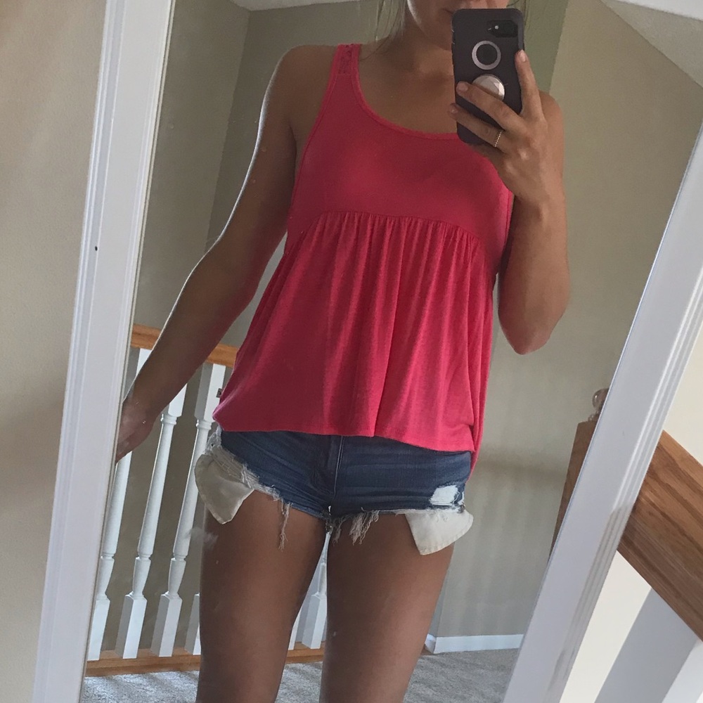 Pink Hollister Tank with Lace back